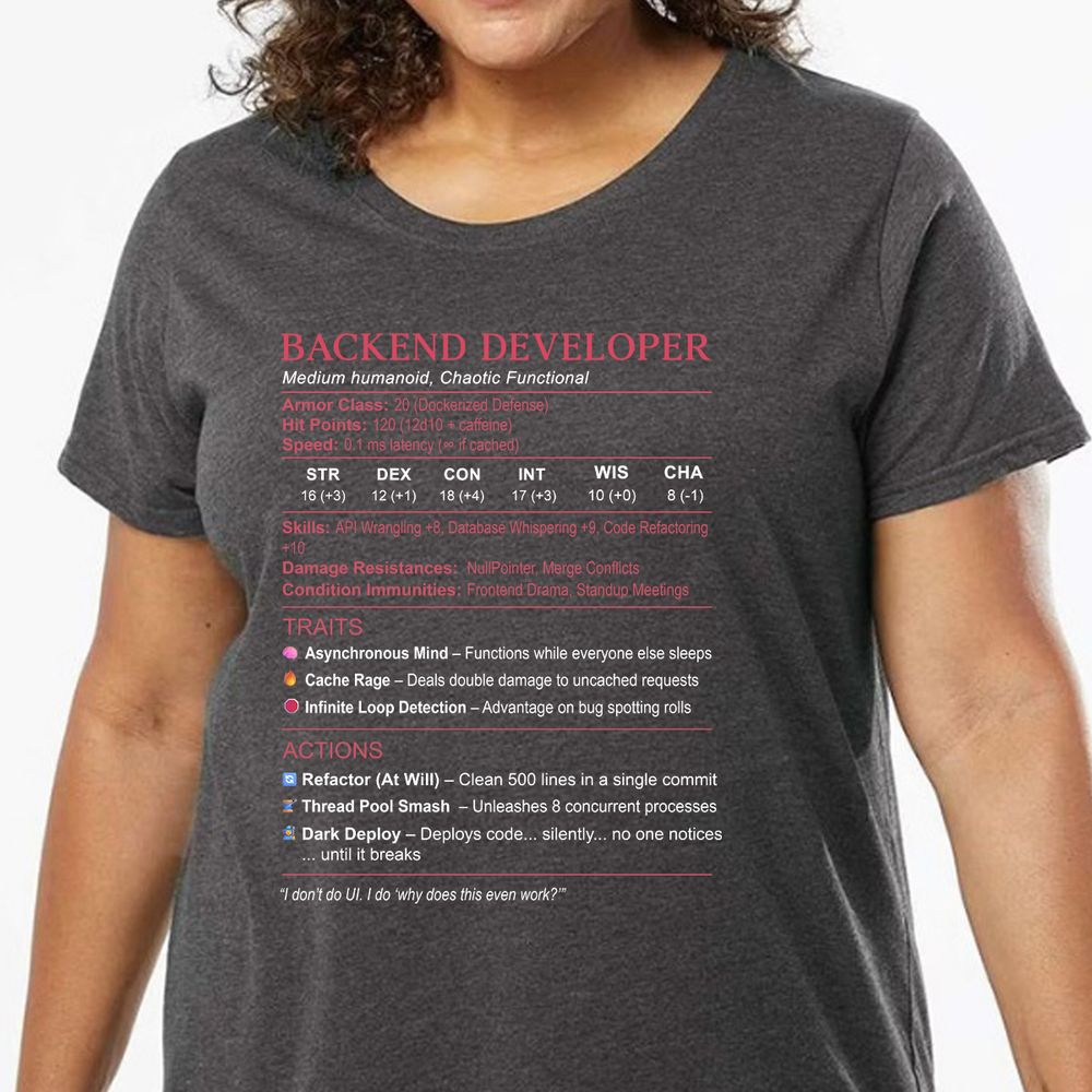 Backend Developer Stats Ladies Curvy Jersey - model - 0