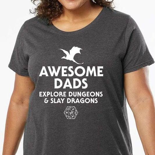 Awesome Dads Slay Dragons Ladies Curvy Jersey - model - 0
