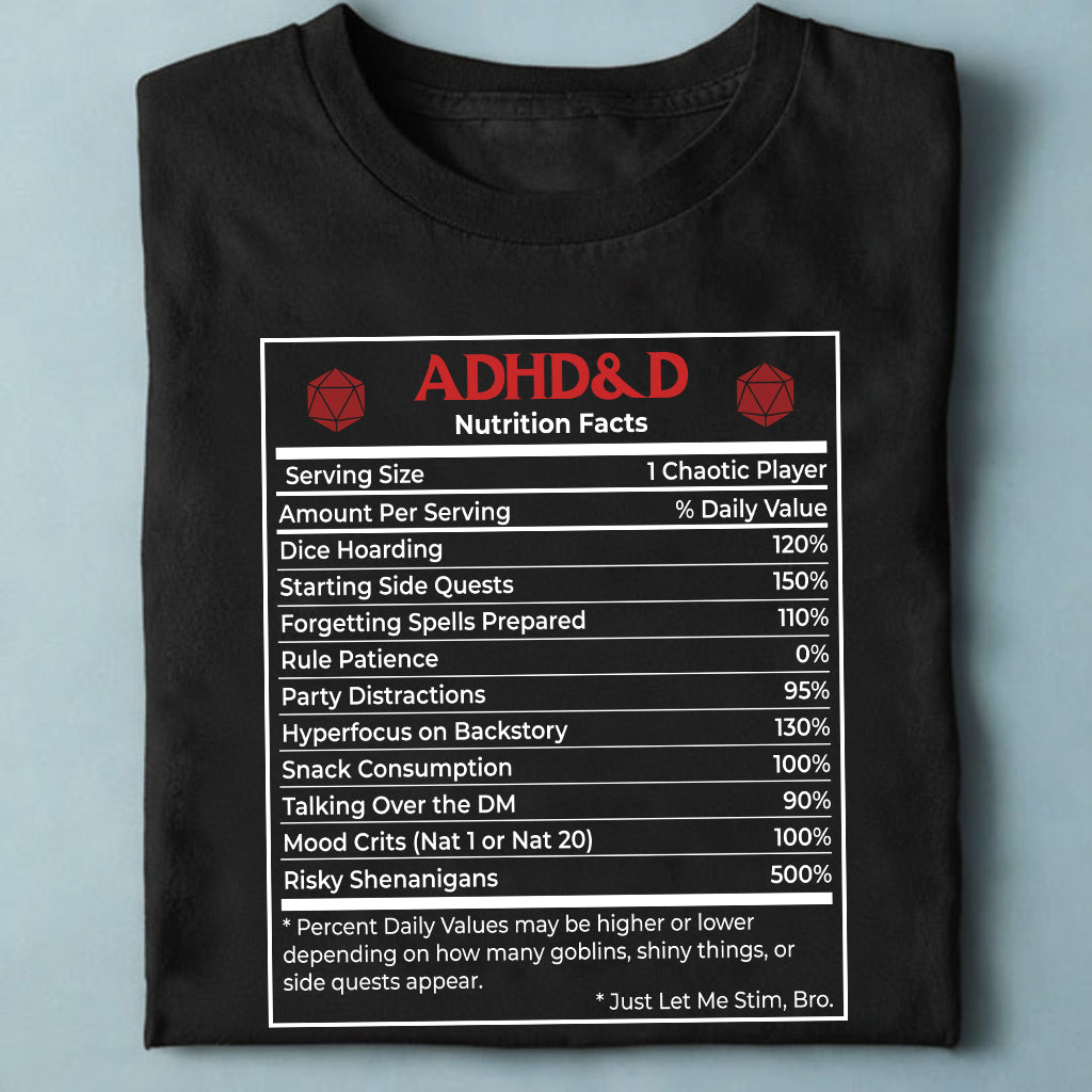 ADHD&D Nutrition Facts Classic Unisex T-Shirt