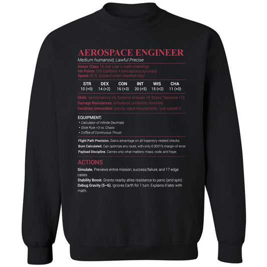 Aerospace Engineer Classic Unisex Sweatshirt - Black - 1
