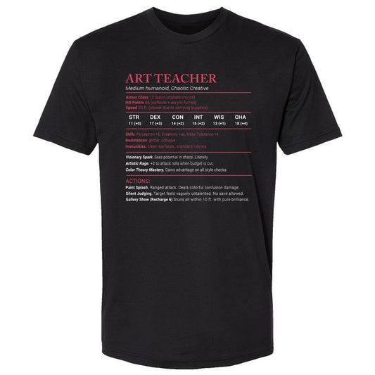 Art Teacher Stats Premium Unisex T-Shirt - Black - 1