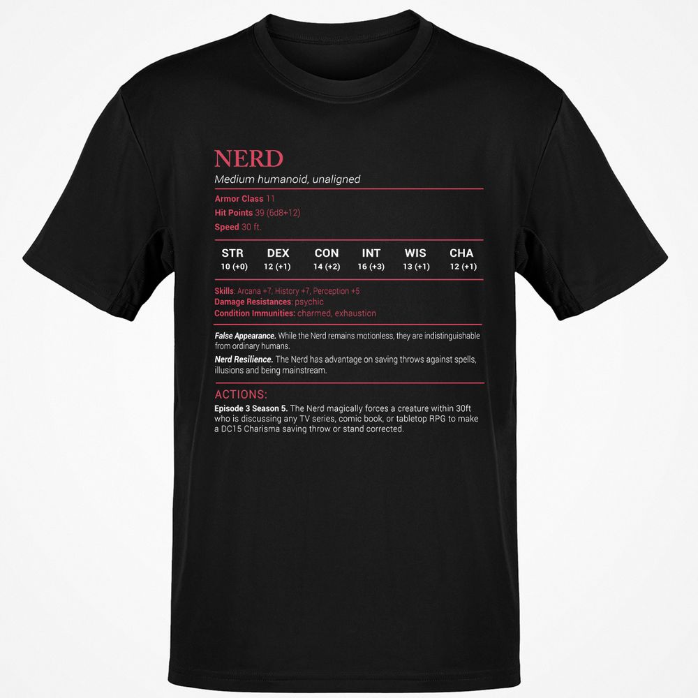 Nerd Stats Classic Unisex T-Shirt - Black - 1