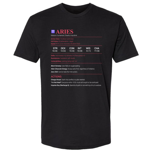 Aries Stats Premium Unisex T-Shirt - Black - 1