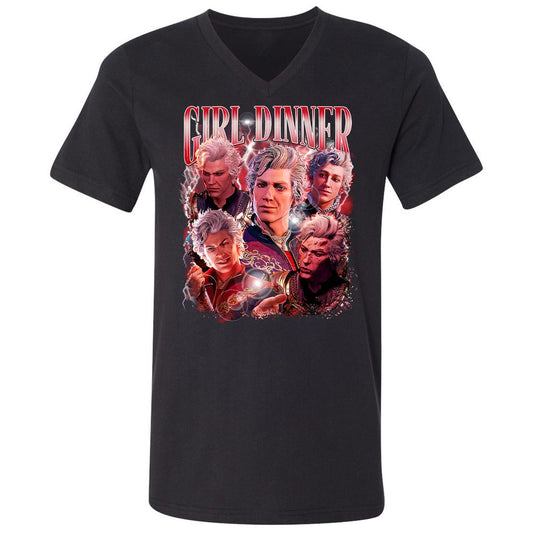 Astarion Girl Dinner Unisex V-Neck T-Shirt - Black - 1
