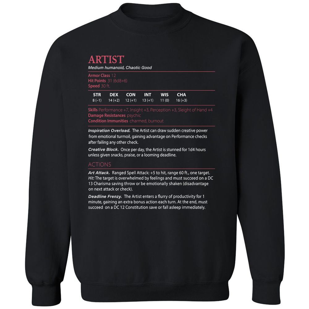 Artist Stats Classic Unisex Sweatshirt - Black - 1