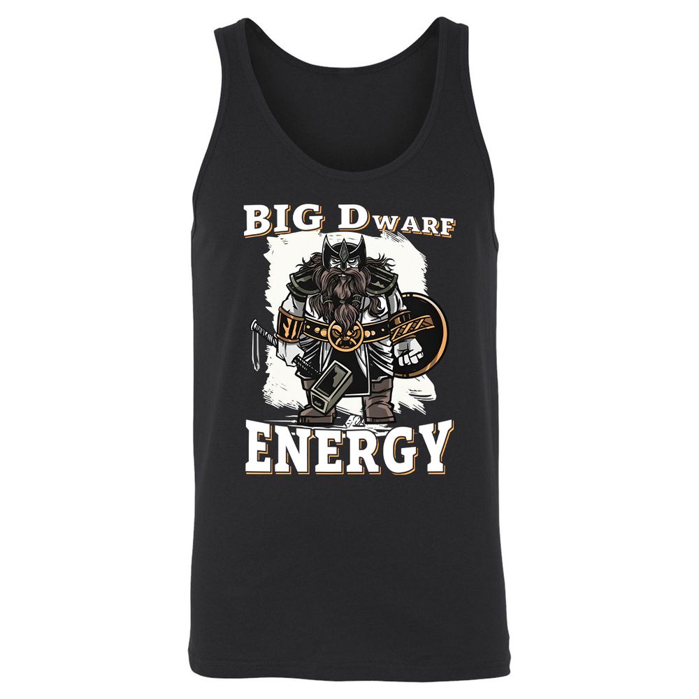Big Dwarf Energy Unisex Jersey Tank - Black - 1