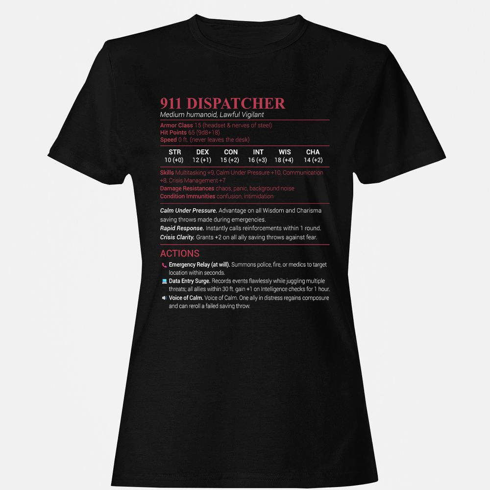 911 Dispatcher Women's T-Shirt - Black - 1