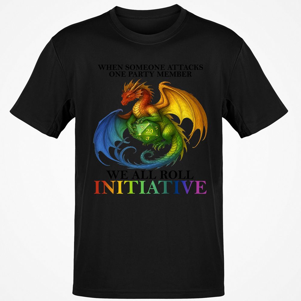 Dragon We All Roll For Initiative Classic Unisex T-Shirt - Black - 1