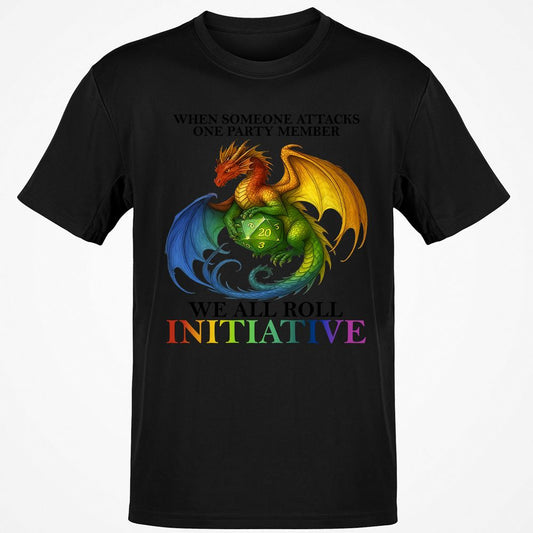 Dragon We All Roll For Initiative Classic Unisex T-Shirt - Black - 1