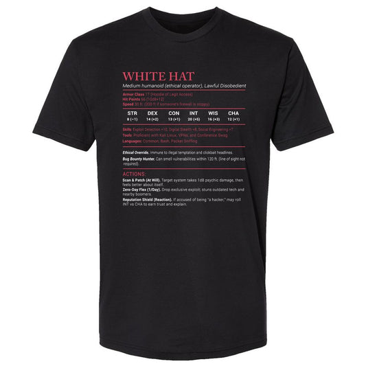 White Hat Stats Premium Unisex T-Shirt - Black - 1