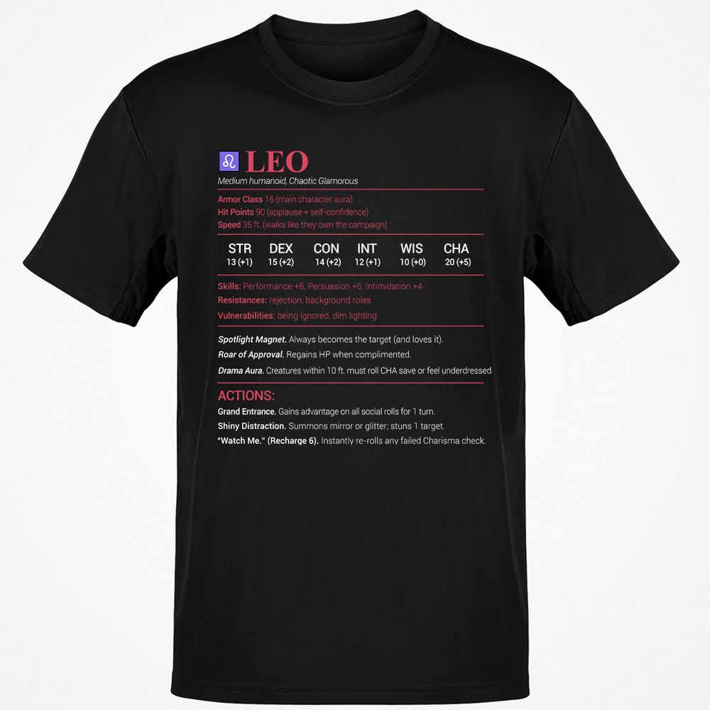 Leo Stats Classic Unisex T-Shirt - Black - 1