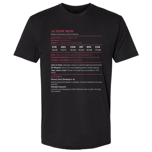 Autism Mom Stats Premium Unisex T-Shirt - Black - 1
