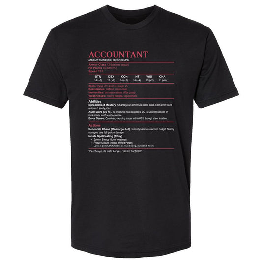 Accountant Stats Premium Unisex T-Shirt - Black - 1