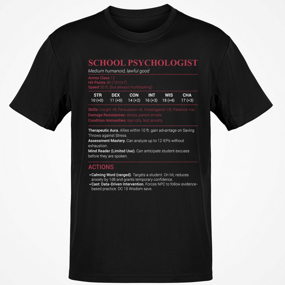 School Psychologist Classic Unisex T-Shirt - Black - 1