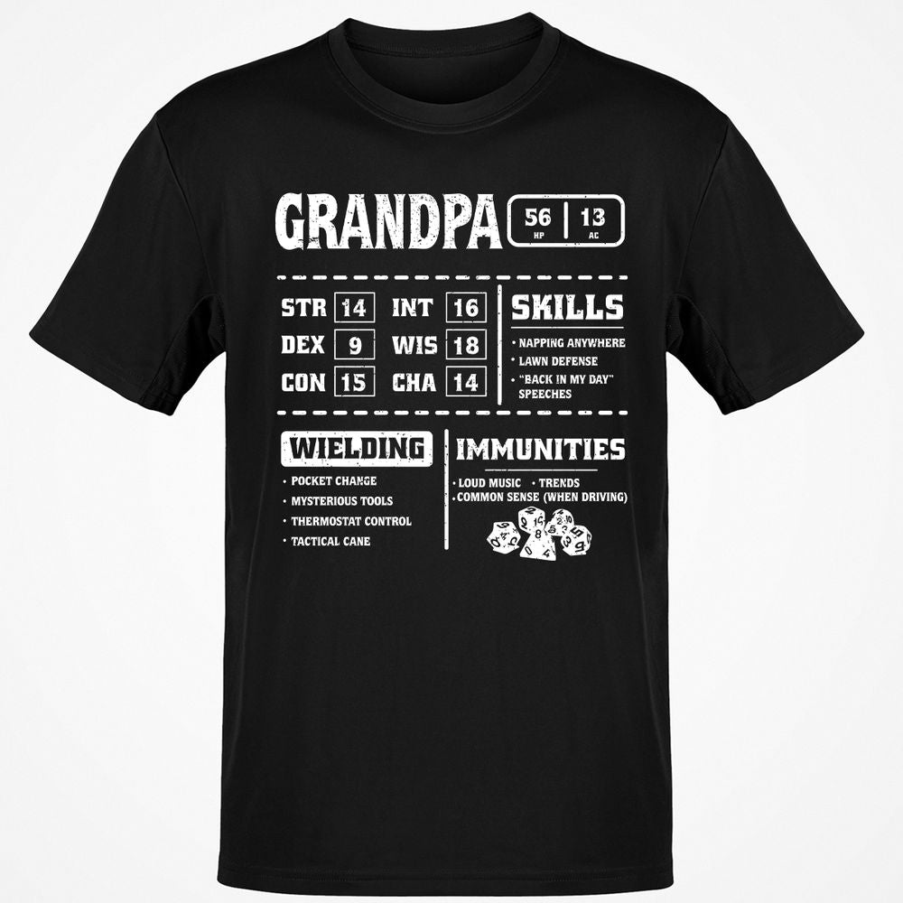Grandpa Stats 2 Classic Unisex T-Shirt - Black - 1