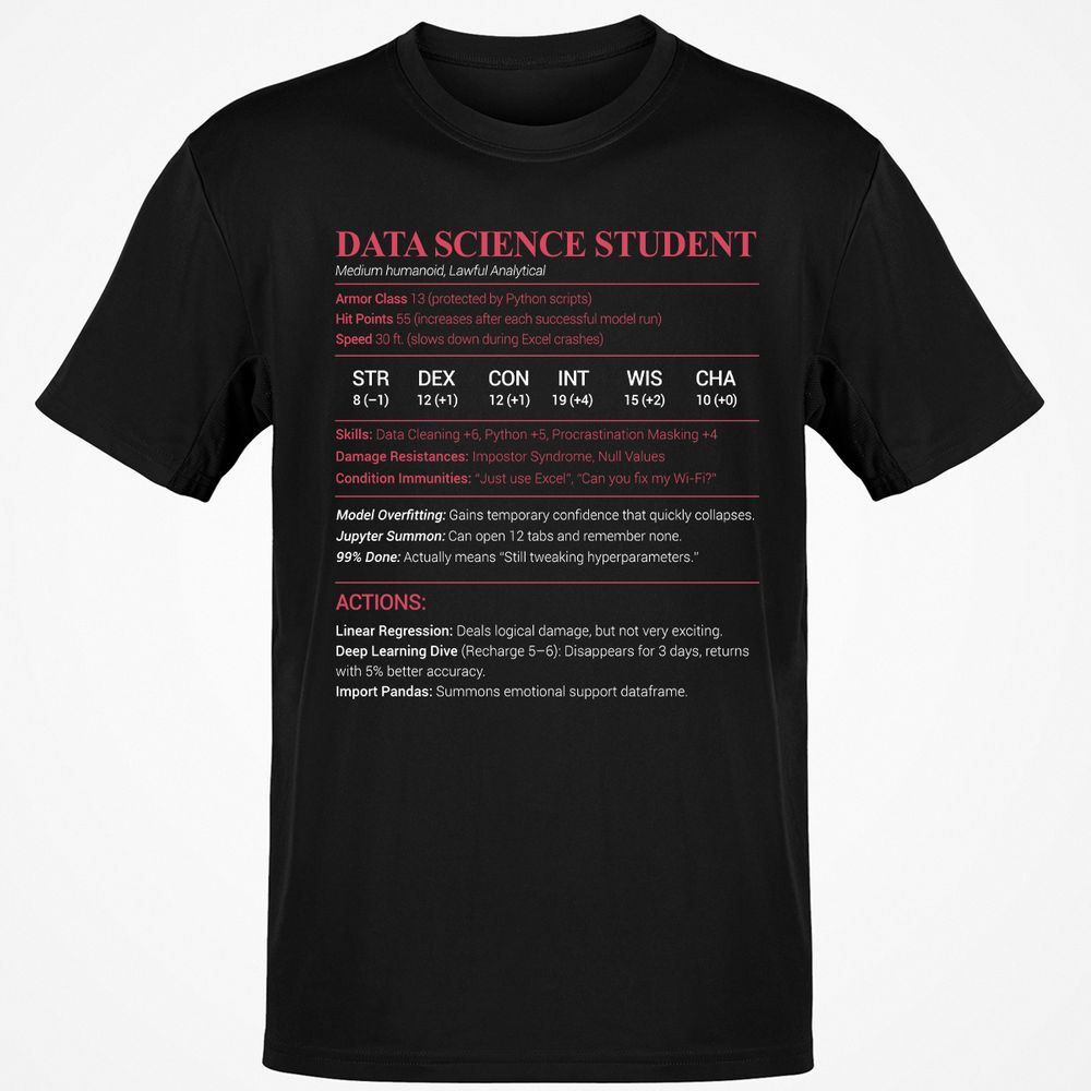 Data Science Student Classic Unisex T-Shirt - Black - 1