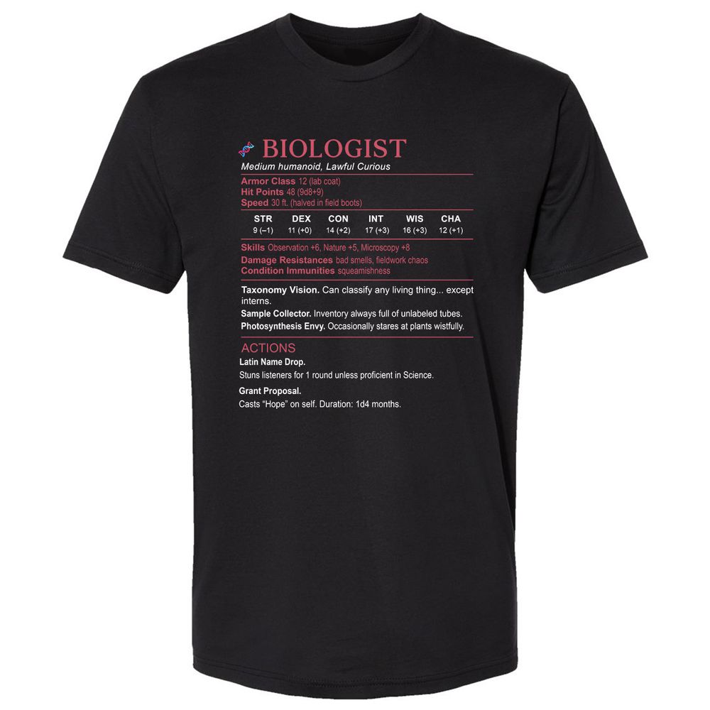 Biologist Stats Premium Unisex T-Shirt - Black - 1