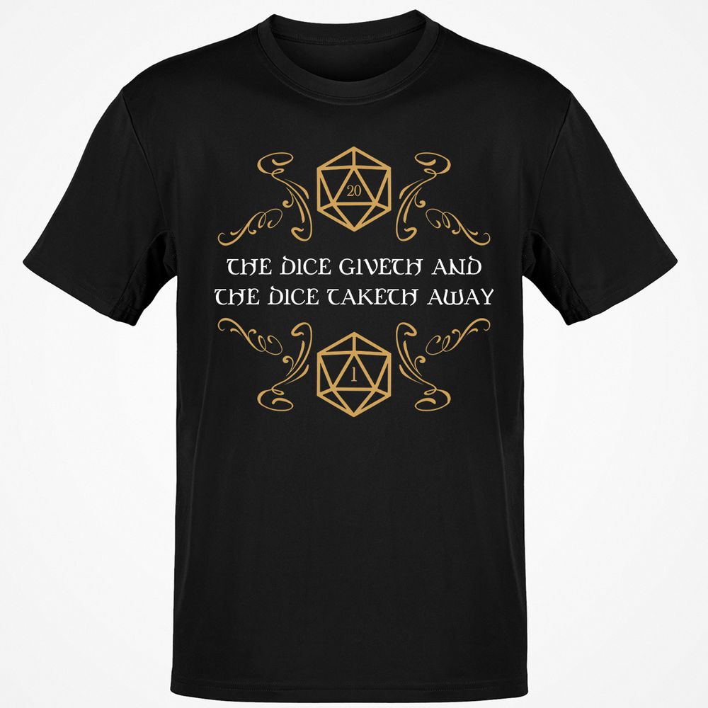 The Dice Giveth and Taketh Away Natural 20 and Critical Fail T-Shirt - Black - 1