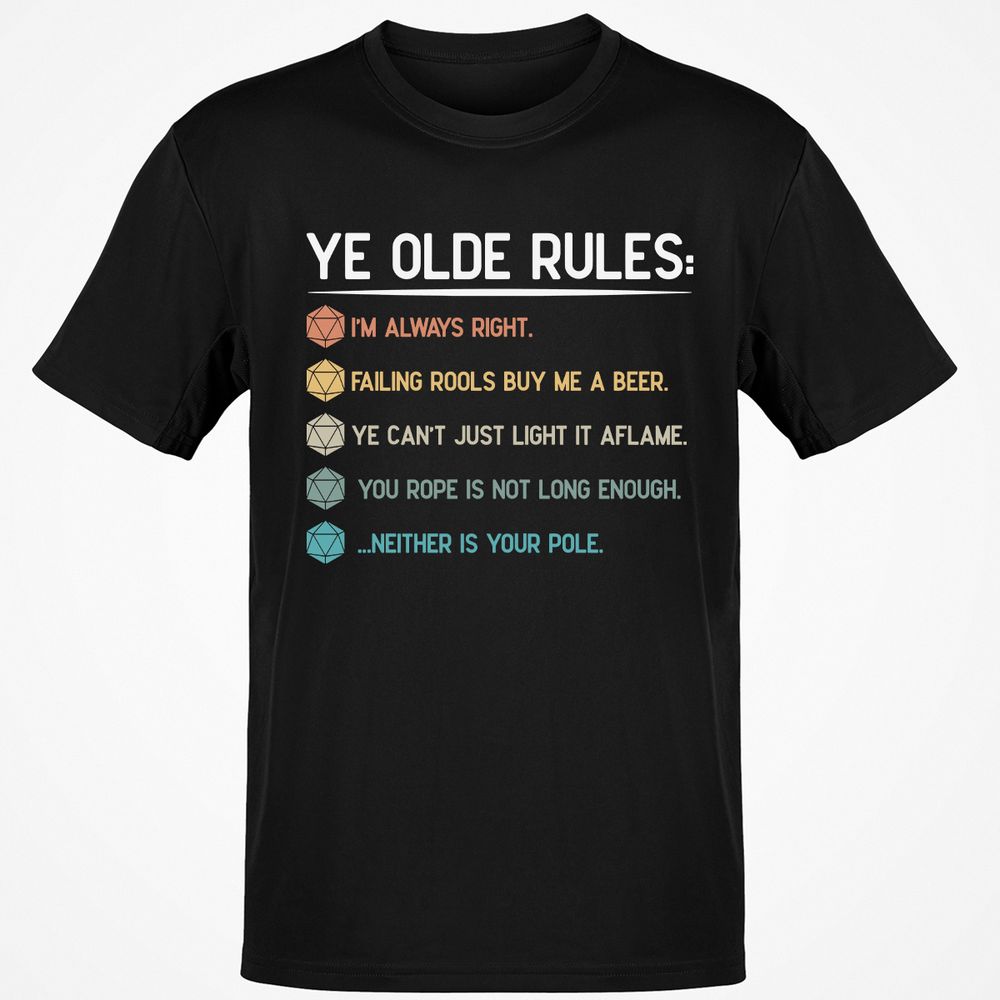 Dungeon Master Rules – Ye Olde RPG Classic Unisex T-Shirt - Black - 1