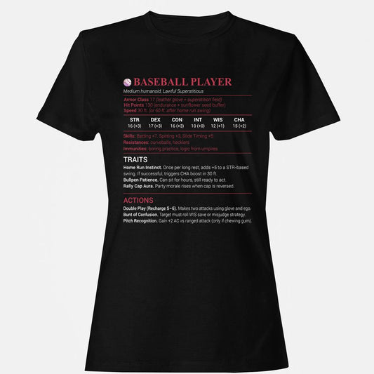 Baseball Player Women's T-Shirt - Black - 1