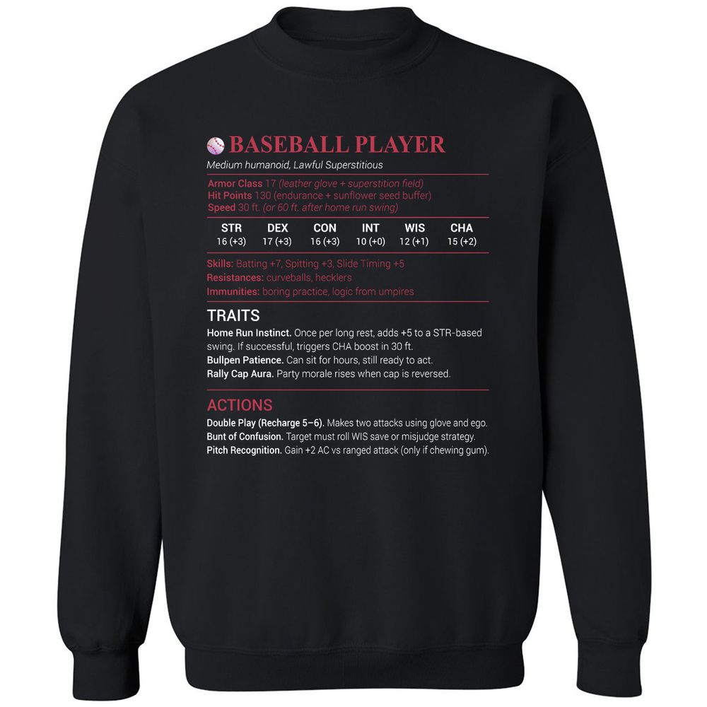 Baseball Player Classic Unisex Sweatshirt - Black - 1