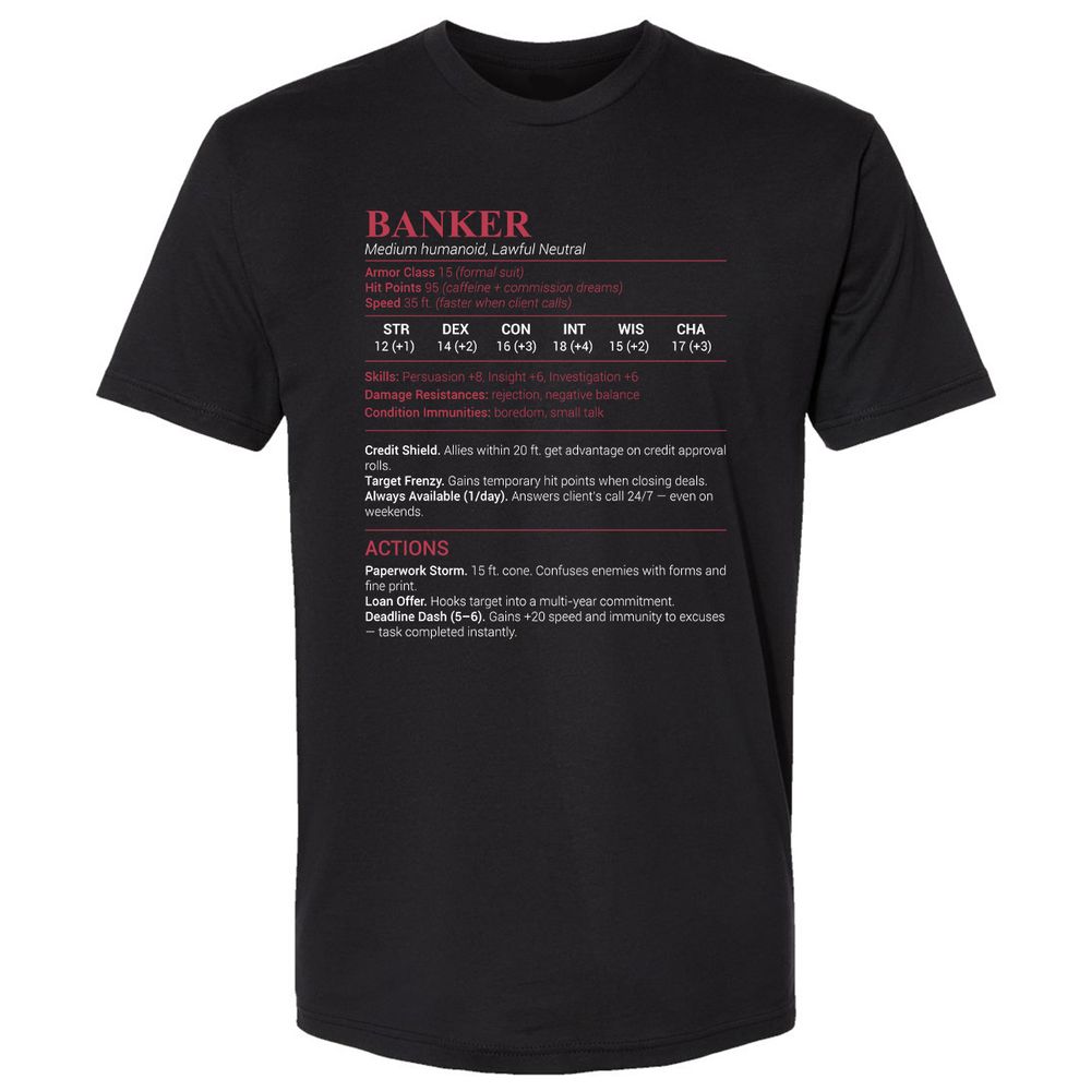 Banker Stats Premium Unisex T-Shirt - Black - 1