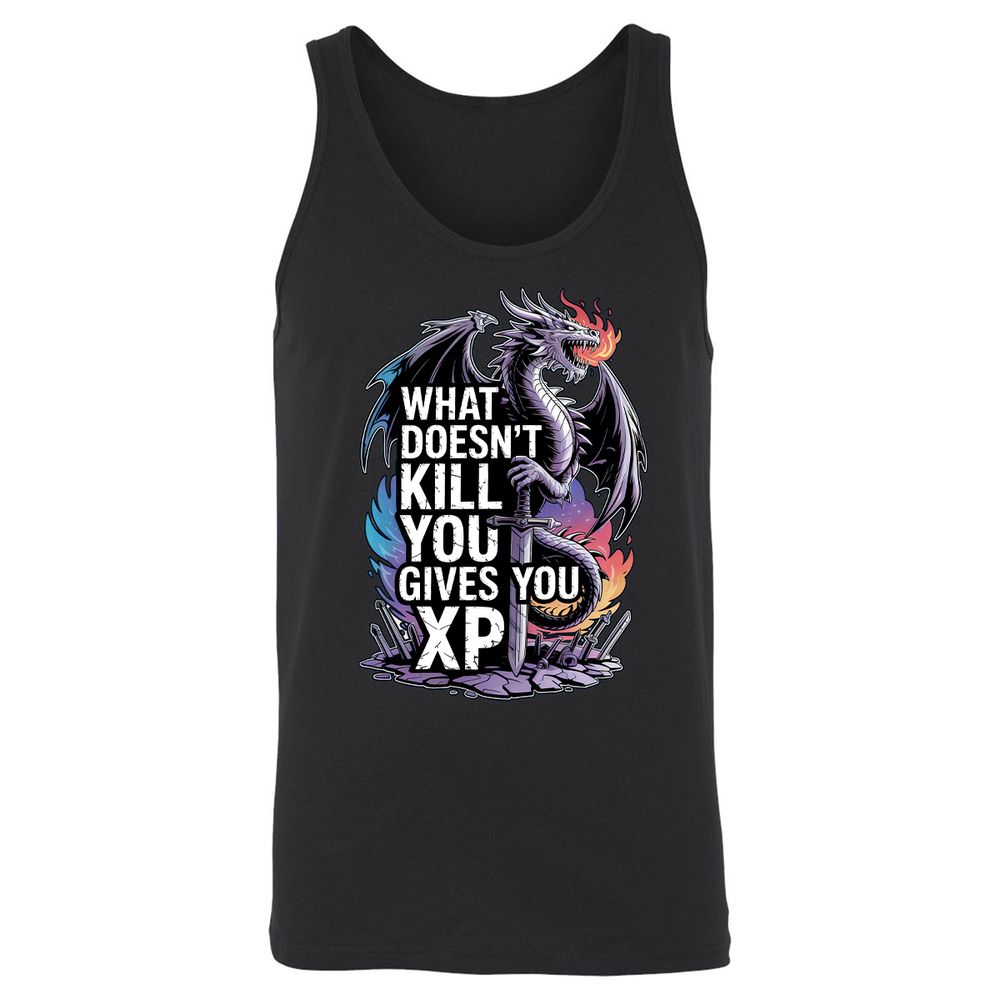 What Doesn't Kill You Dragon Unisex Jersey Tank - Black - 1