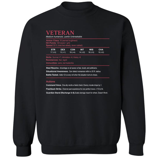 Veteran Stats Classic Unisex Sweatshirt - Black - 1