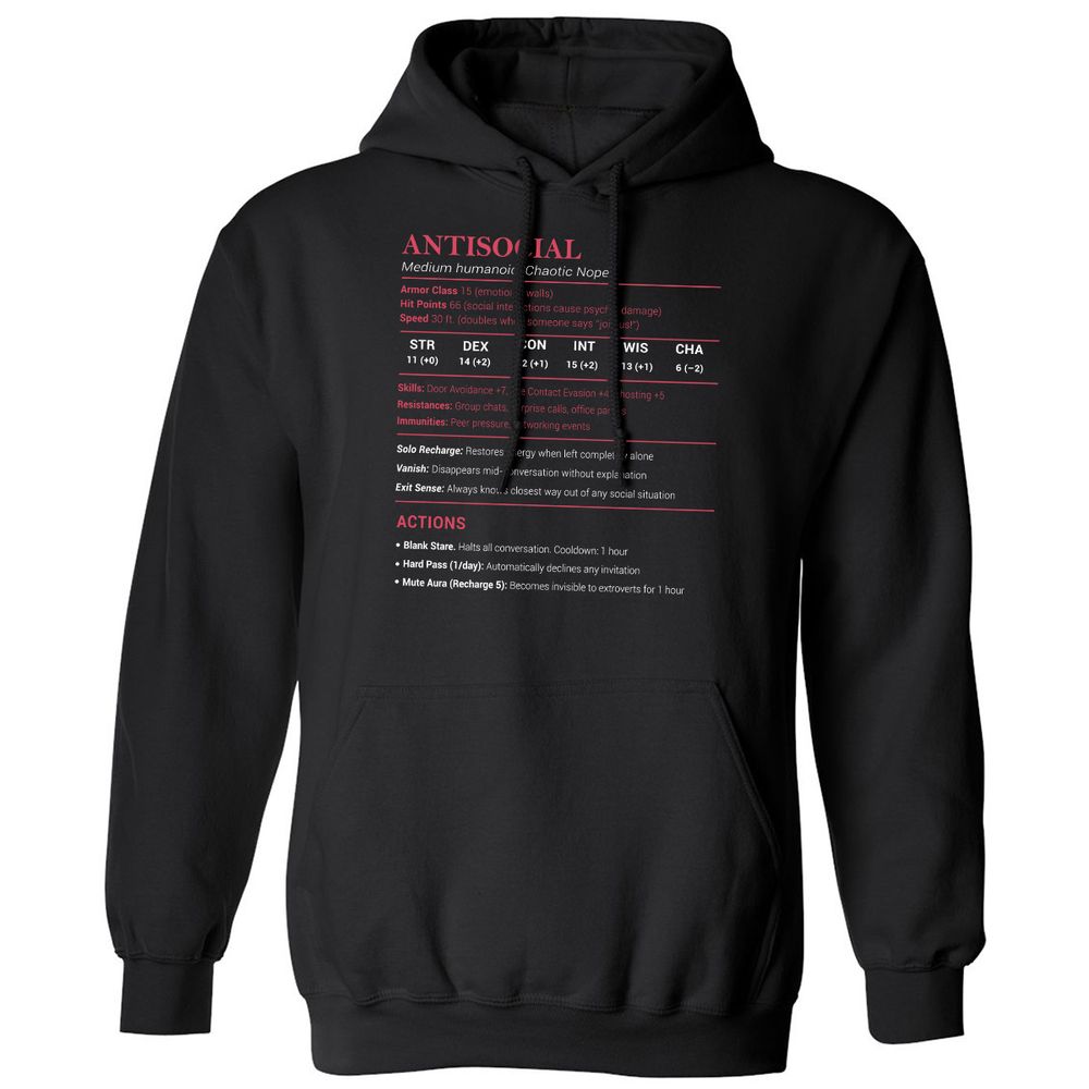 Antisocial Stats Classic Unisex Hoodie - Black - 1