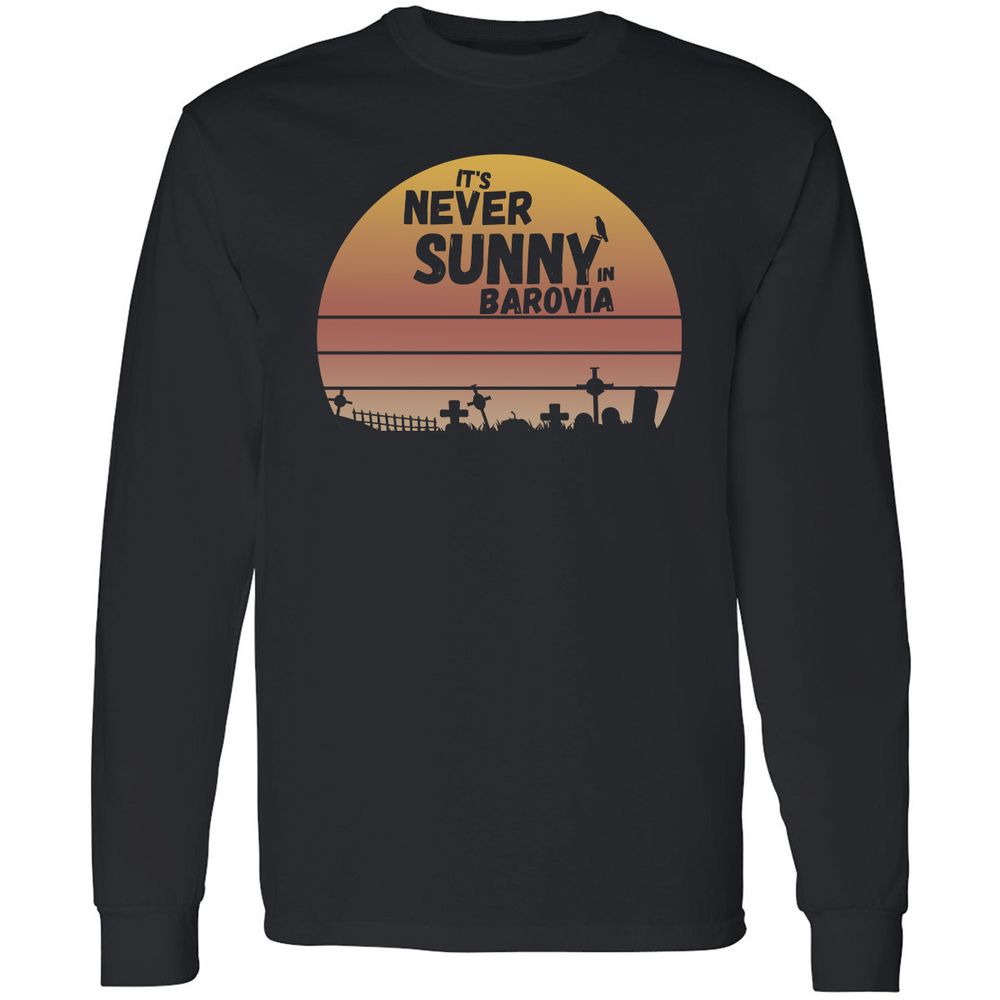Vintage It's Never Sunny In Barovia Long Sleeve T-Shirt - Black - 1