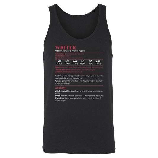 Writer Unisex Jersey Tank - Black - 1