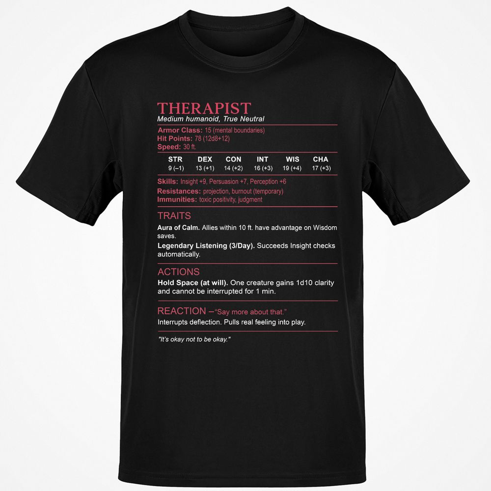 Therapist Stats Classic Unisex T-Shirt - Black - 1