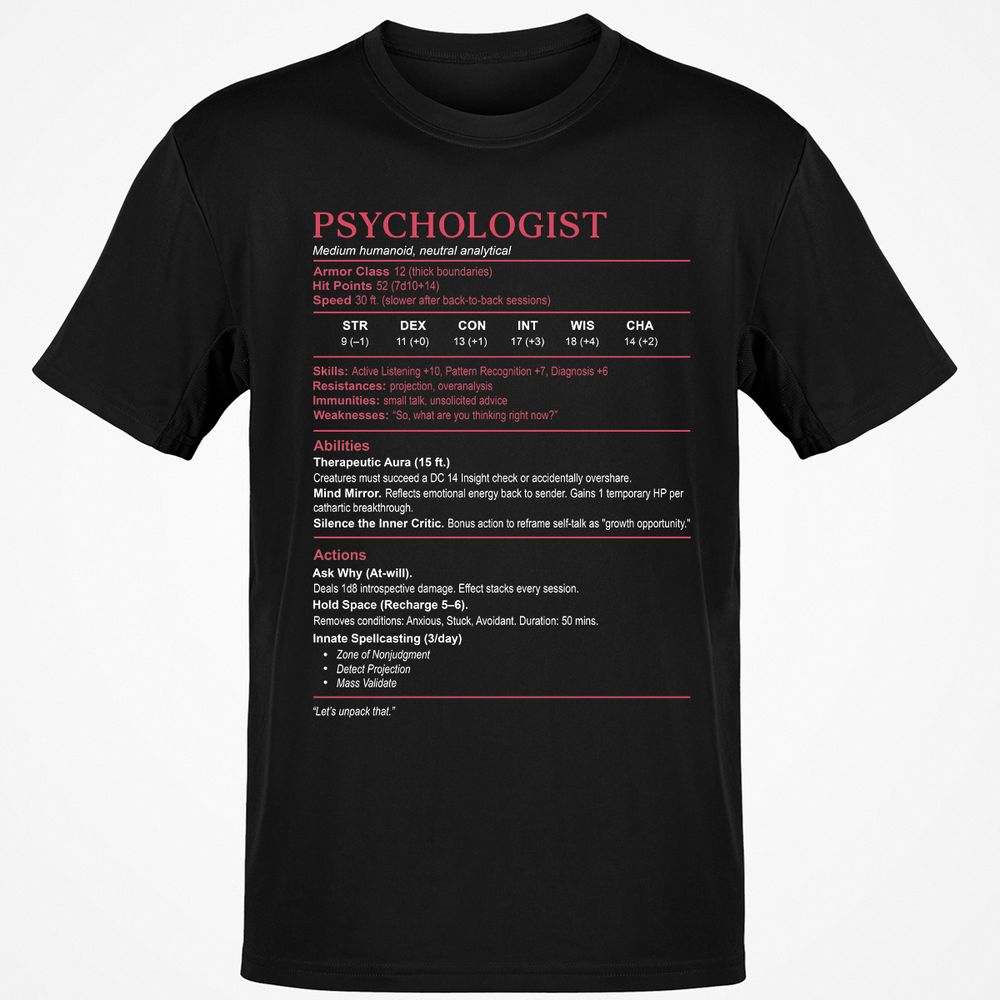 Psychologist Stats Classic Unisex T-Shirt - Black - 1