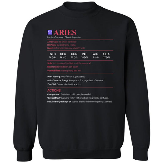 Aries Stats Classic Unisex Sweatshirt - Black - 1