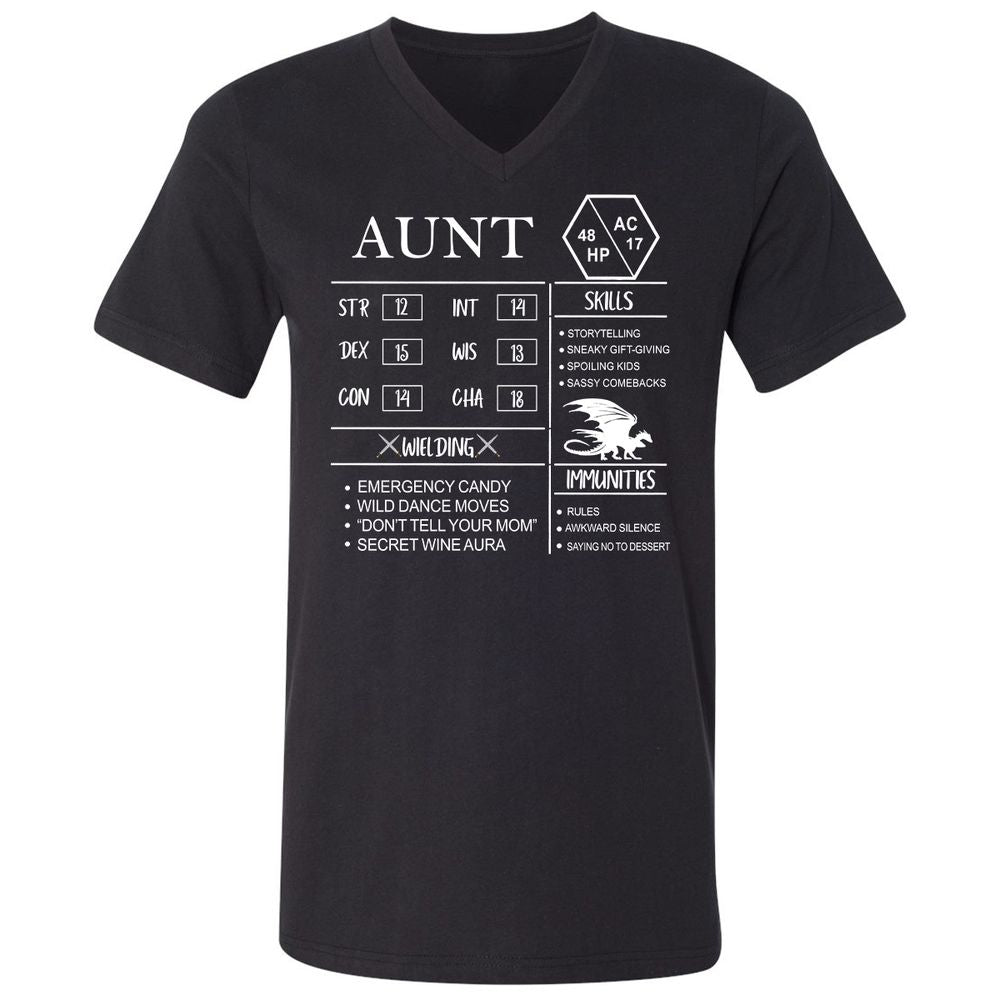 Aunt Stats Unisex V-Neck T-Shirt - Black - 1
