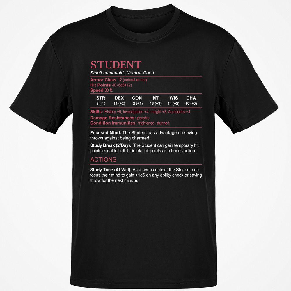 Student Stats Classic Unisex T-Shirt - Black - 1