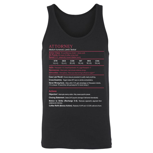 Attorney Unisex Jersey Tank - Black - 1