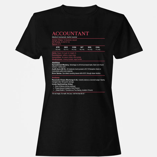 Accountant Stats Women's T-Shirt - Black - 1