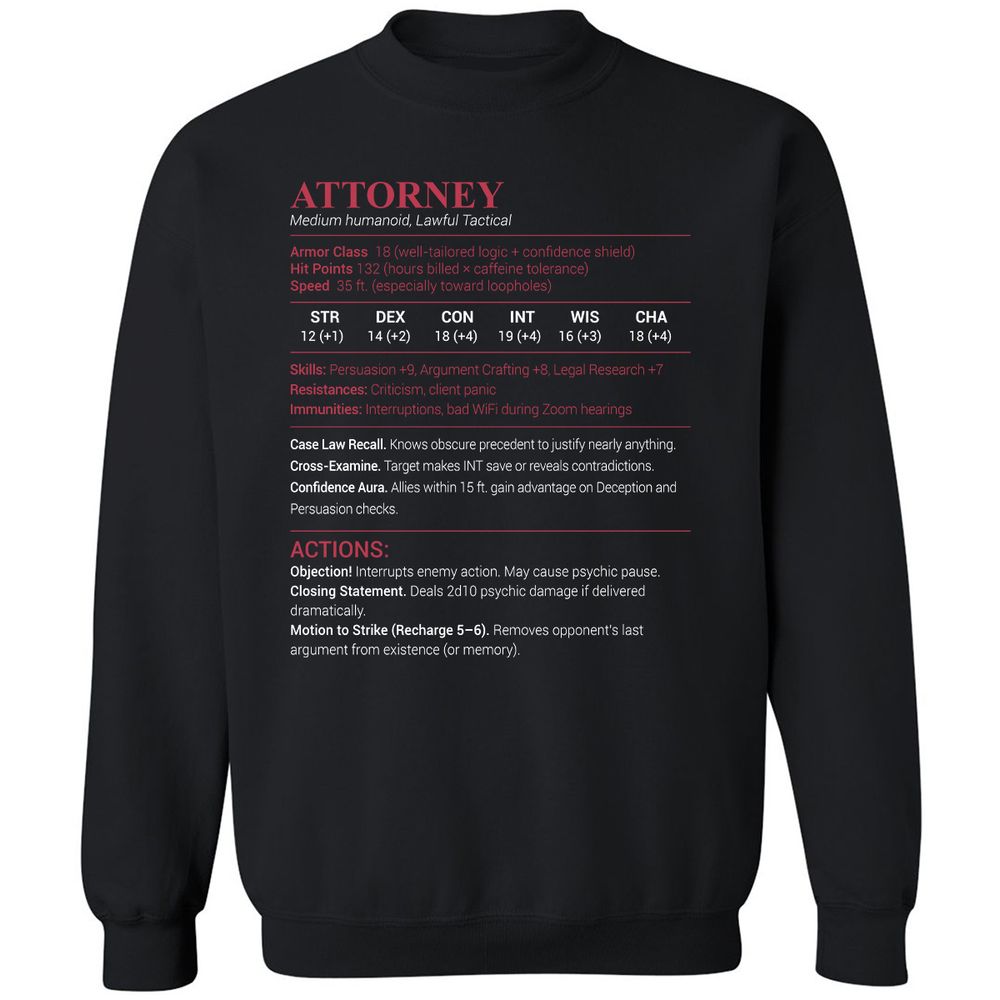Attorney Stats Classic Unisex Sweatshirt - Black - 1