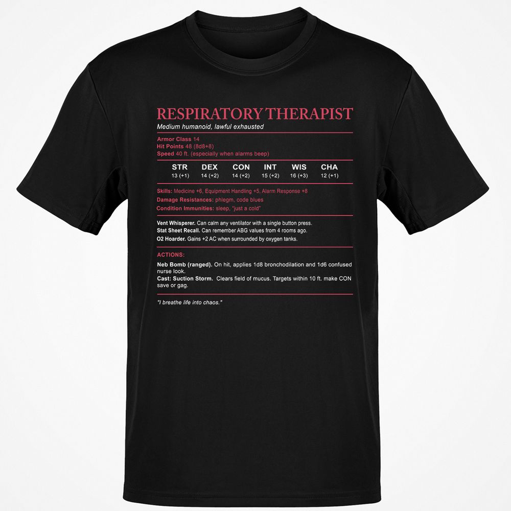 Respiratory Therapist Classic Unisex T-Shirt - Black - 1