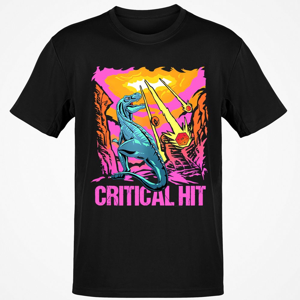 Dinosaur Critical Hit Classic Unisex T-Shirt - Black - 1