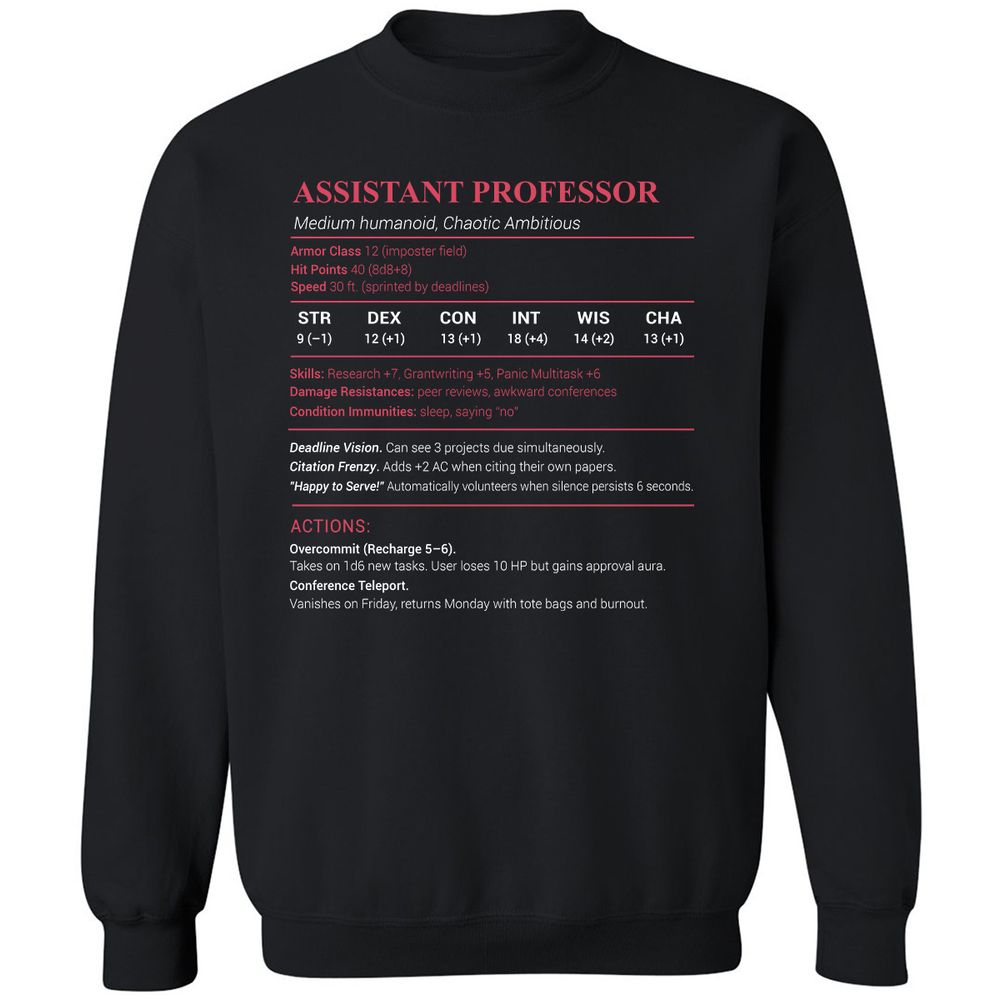 Assistant Professor Stats Classic Unisex Sweatshirt - Black - 1