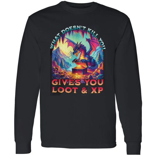 What Doesn't Kill You Give You Loot & XP Long Sleeve T-Shirt - Black - 1