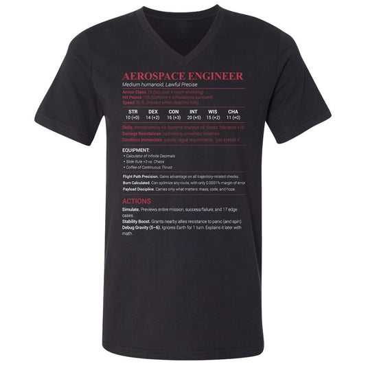Aerospace Engineer Unisex V-Neck T-Shirt - Black - 1