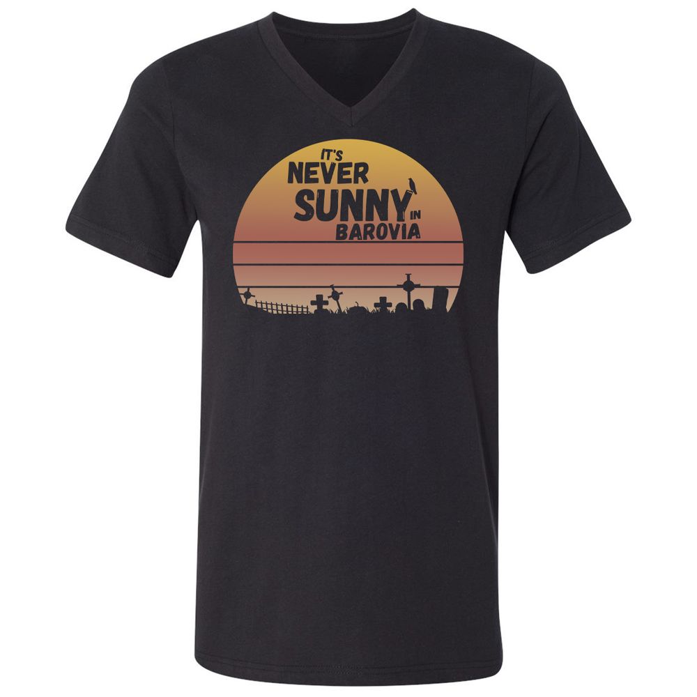 Vintage It's Never Sunny In Barovia Unisex V-Neck T-Shirt - Black - 1