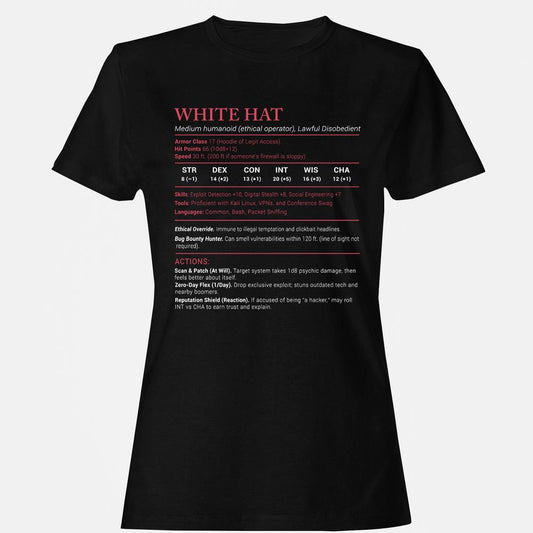 White Hat Stats Women's T-Shirt - Black - 1