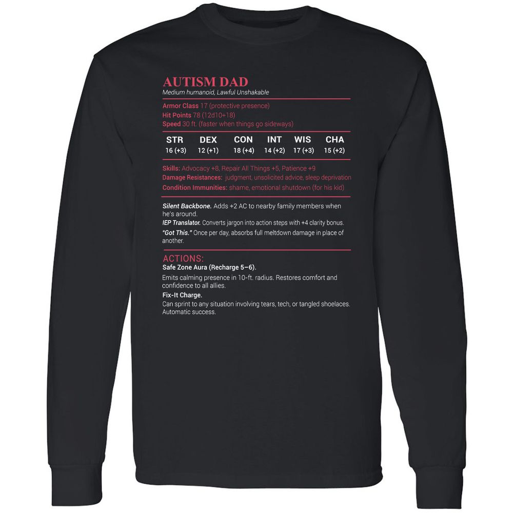 Autism Dad Long Sleeve T-Shirt - Black - 1