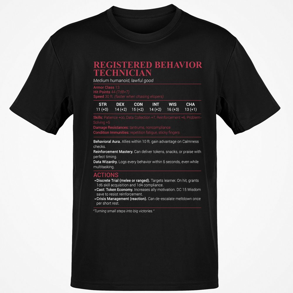 Registered Behavior Technician RBT Classic Unisex T-Shirt - Black - 1
