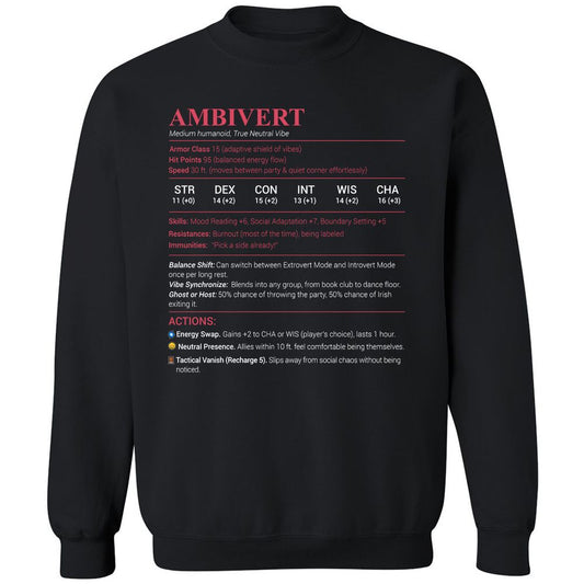 Ambivert Stats Classic Unisex Sweatshirt - Black - 1