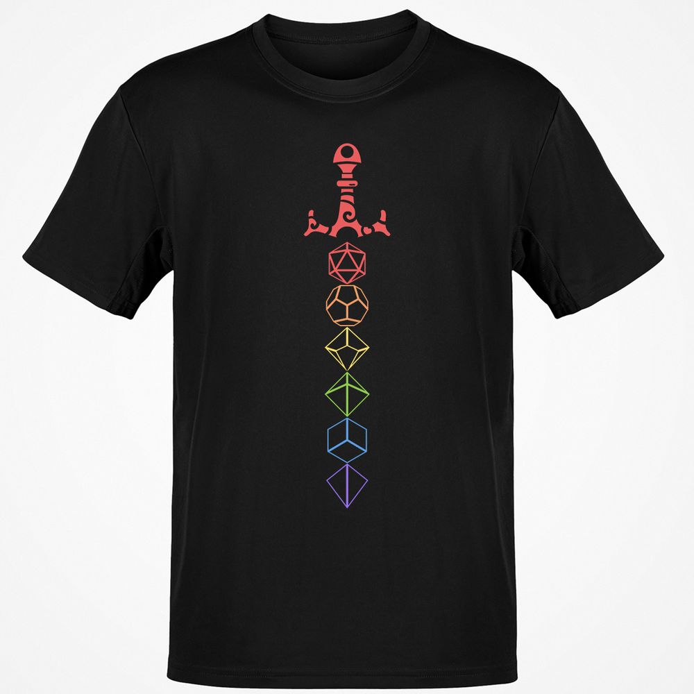 Rainbow Dice Sword LGBT T-Shirt - Black - 1